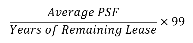 Normalisation formula: average PSF ÷ remaining lease × 99